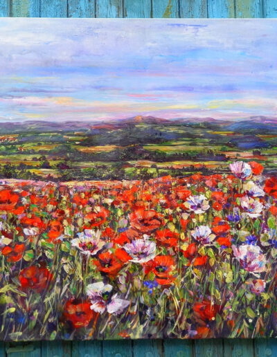 KRAJINA S MÁKY 70 x 100 cm - 26.000 Kč - ATELIÉR S DUŠÍ - Jarka Papežová