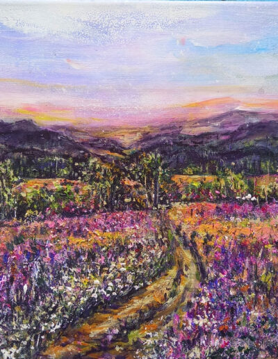 VŘESOVÁ KRAJINA 40 x 30 cm - 6.500 Kč - ATELIÉR S DUŠÍ - Jarka Papežová